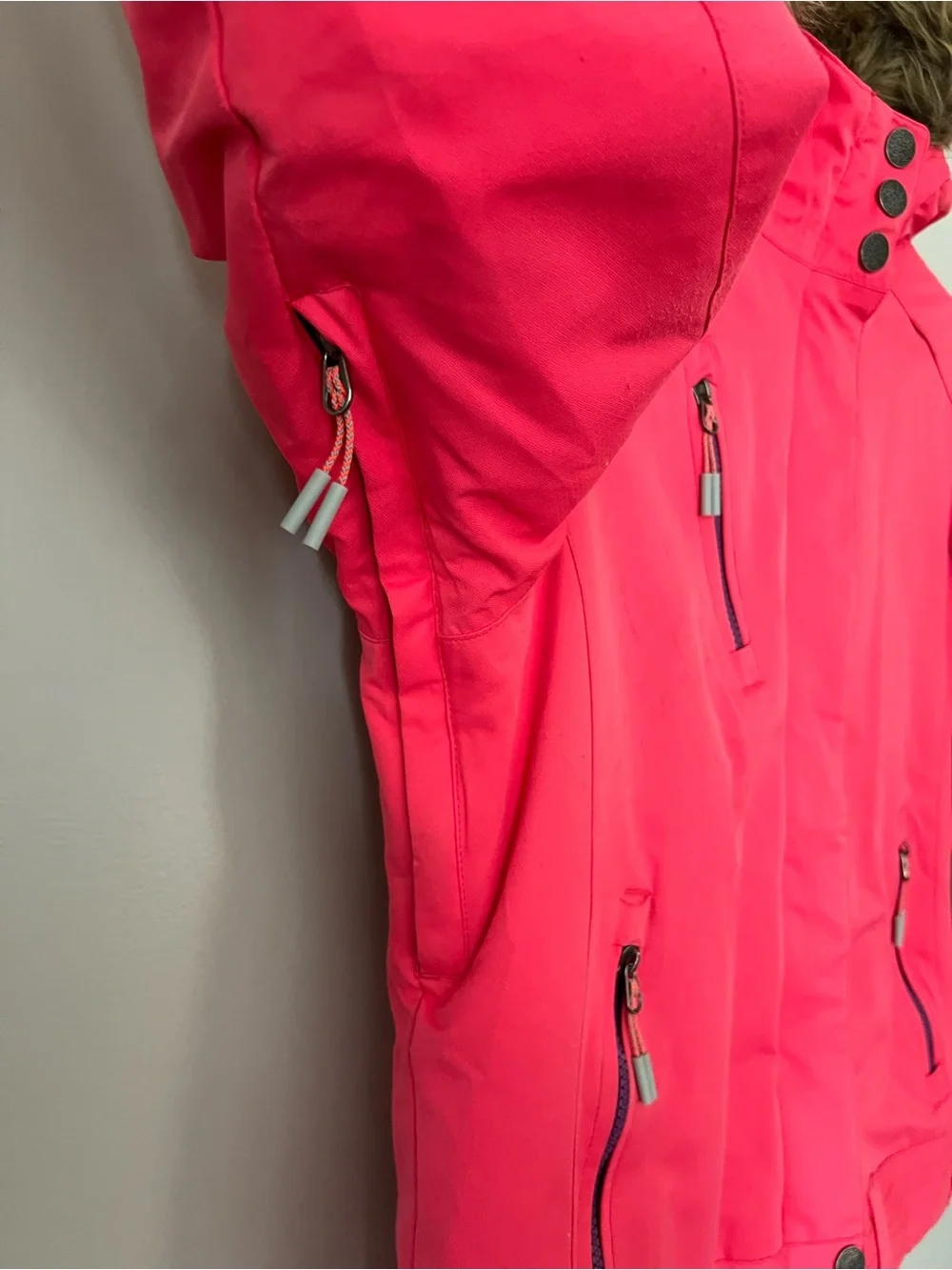 Firefly Girls Pink Ski Jacket Medium 10/12 Fur Hood Winter Coat